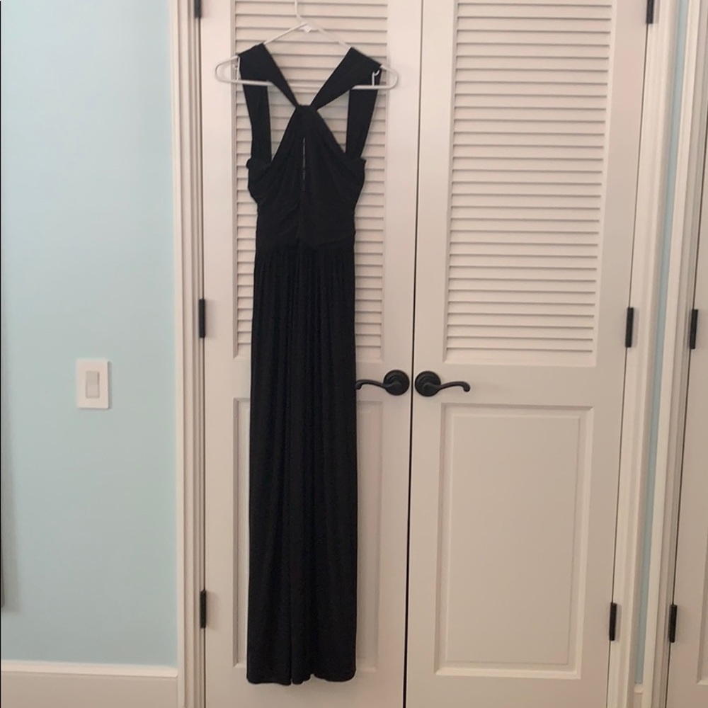 Formal black maxi dress with twist in front & bow